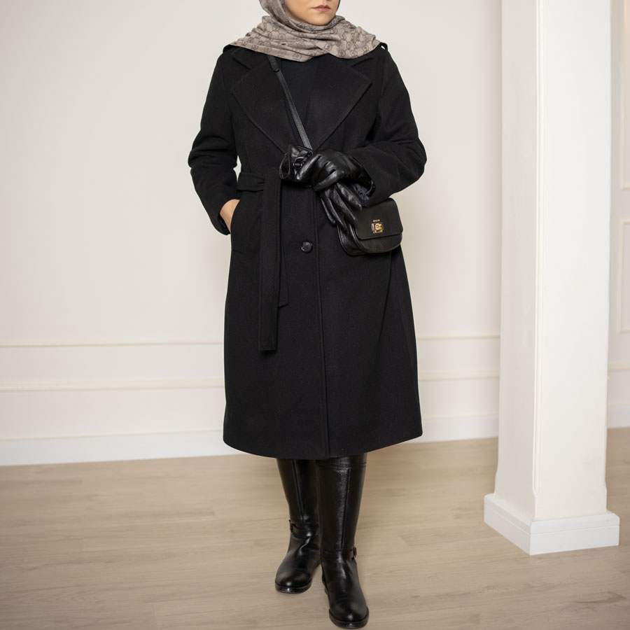 پالتو فوتر مشکی بلند کدA163