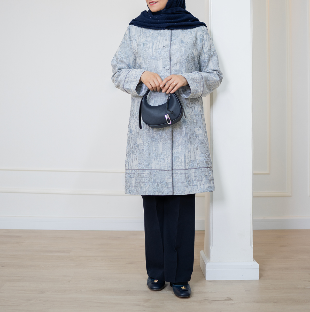 مانتو ژاکارد تابستانه طوسی کد ST149
