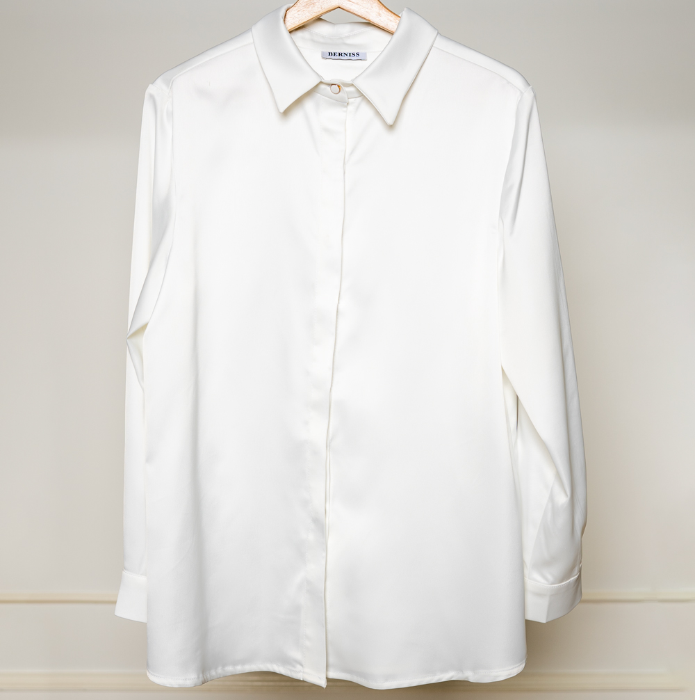 شومیز ساتن سفید کد B405